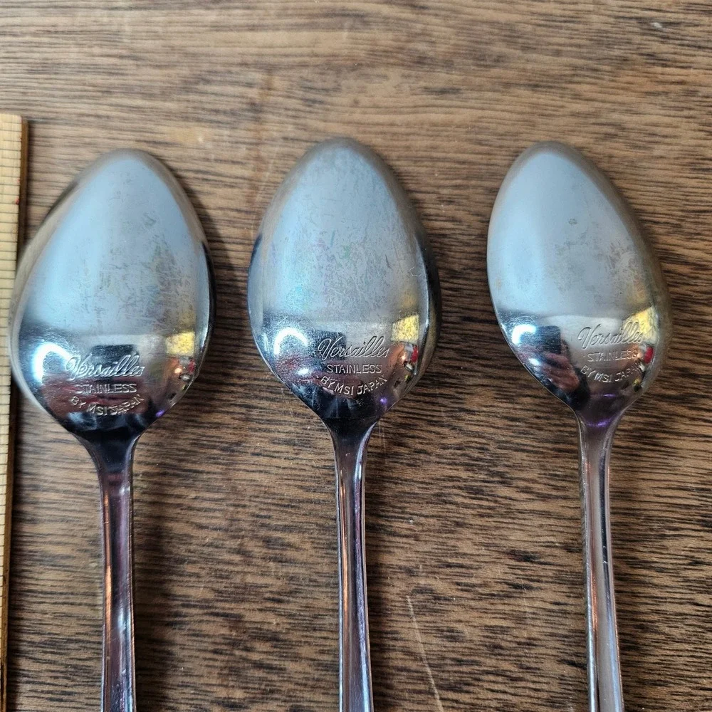 Versailles Stainless‎ Japan Iced Tea Spoons Set of 3 Ornate Floral Scroll 7.5 in